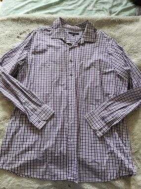 Men's Plaid Long-Sleeve Button-Up Shirt in Purple